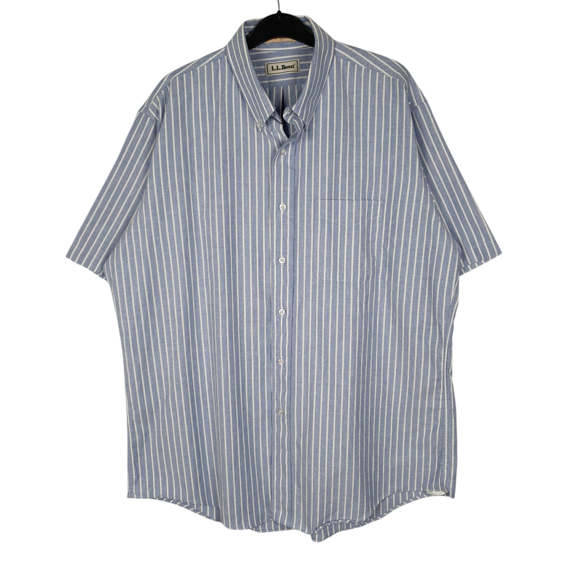 Mens Blue L.L.Bean Vintage 80s Made In USA Short Sleeve Shirt