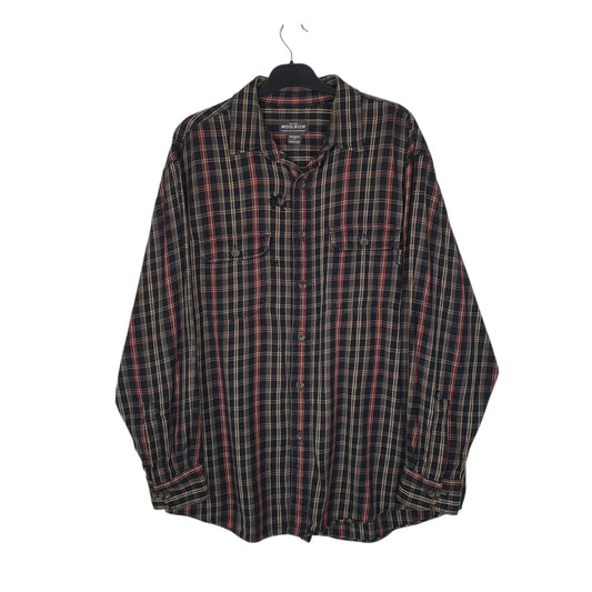 Mens Black Woolrich Thick Flannel Long Sleeve Shirt