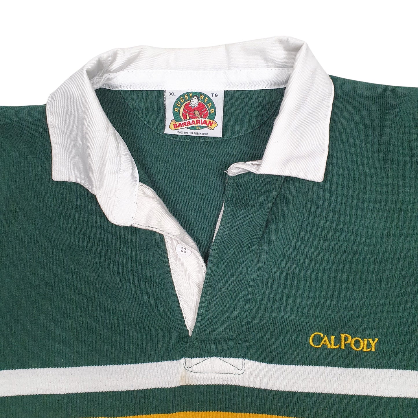 Mens Green Barbarian Rugby Calpoly Hoodie Polo Shirt