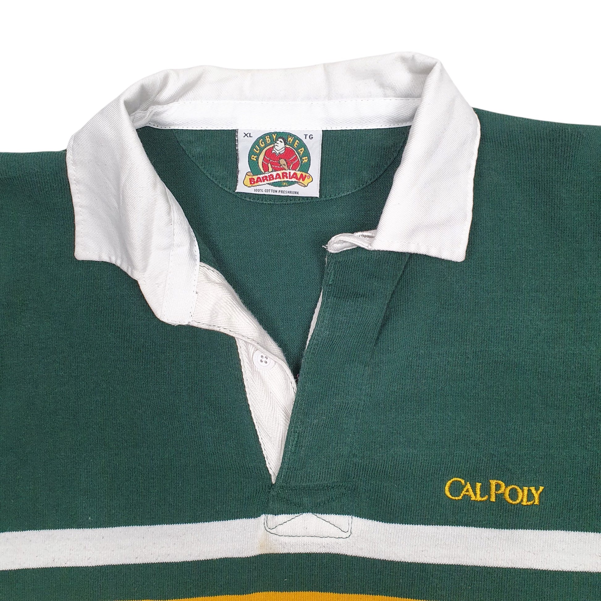 Mens Green Barbarian Rugby Calpoly Hoodie Polo Shirt