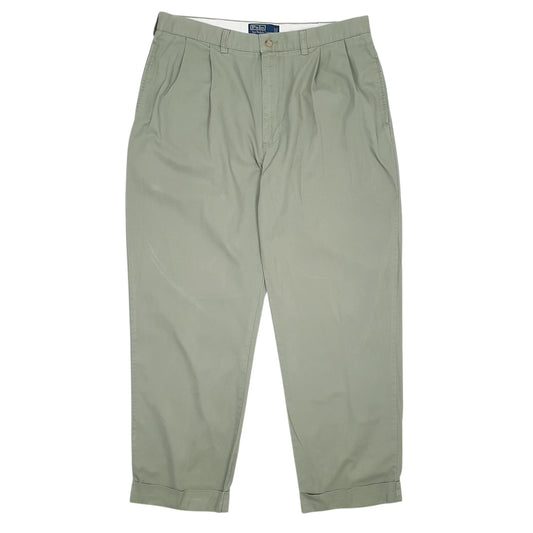 Mens Green Polo Ralph Lauren Hammond Pant Pleated Chino Trousers