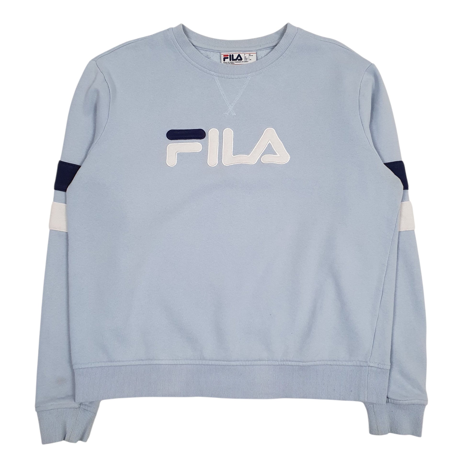 Womens Blue Fila Spellout Crewneck Jumper
