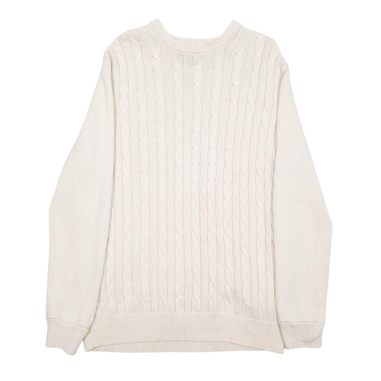 Mens Cream Tommy Hilfiger Cable Knit Crewneck Jumper