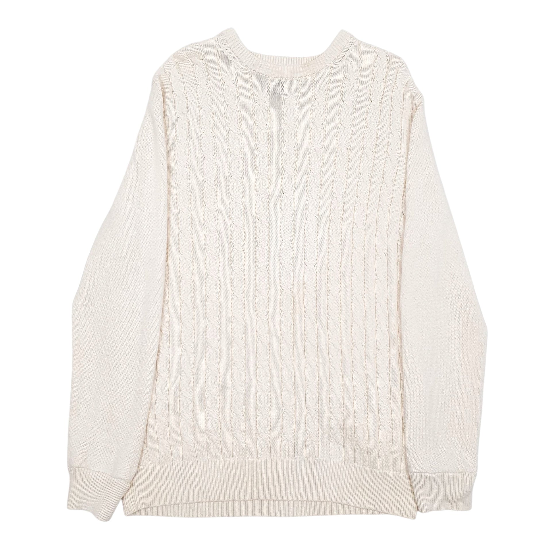 Mens Cream Tommy Hilfiger Cable Knit Crewneck Jumper