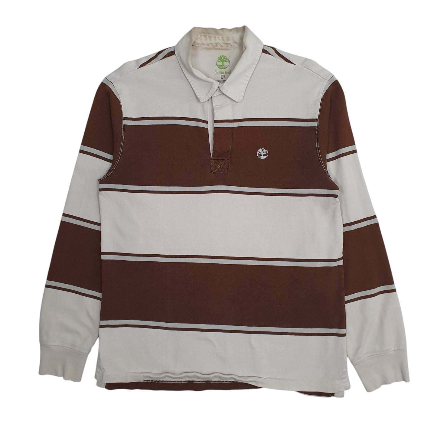 Mens White Timberland Rugby Long Sleeve Polo Shirt