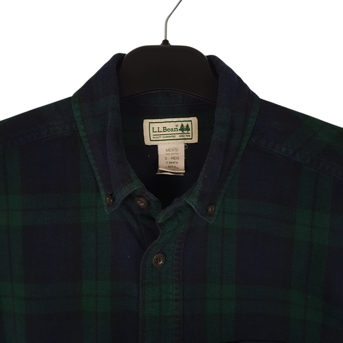 Mens Navy L.L.Bean Thick Flannel Plaid Chamois  Shirt