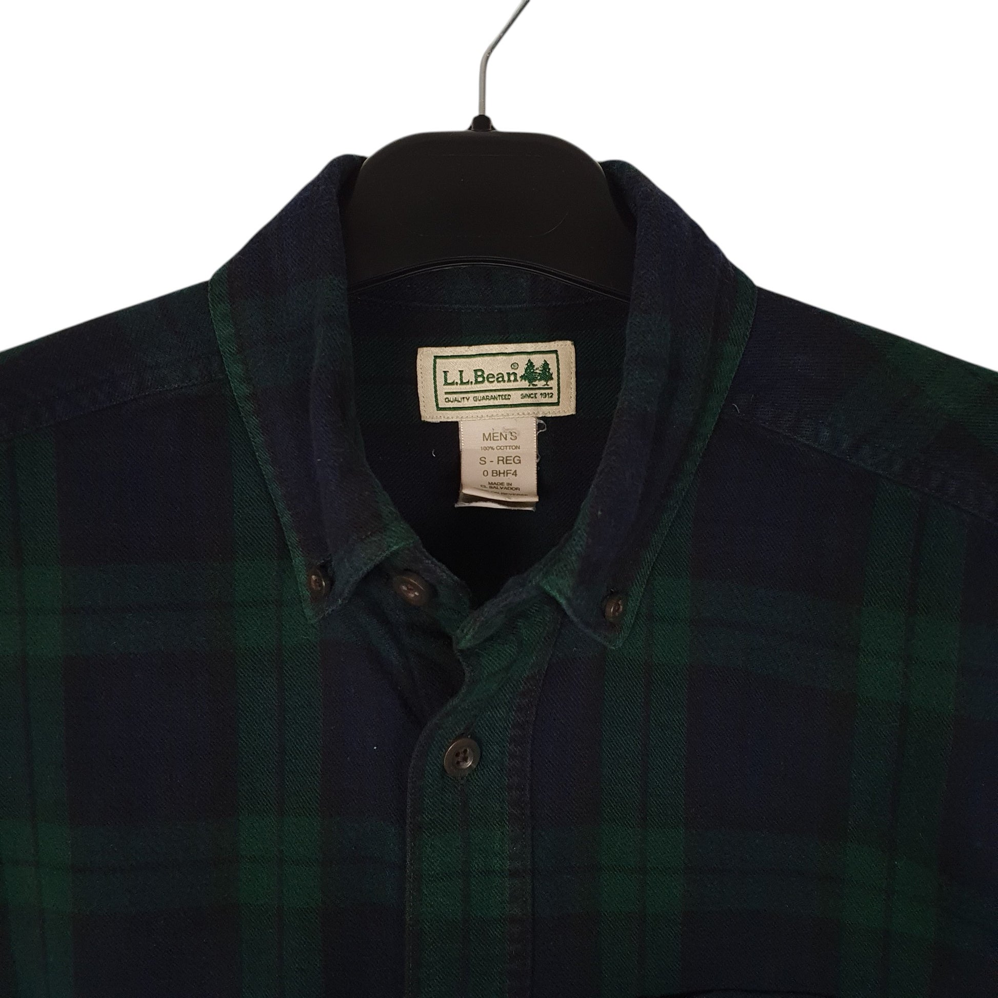 Mens Navy L.L.Bean Thick Flannel Plaid Chamois  Shirt