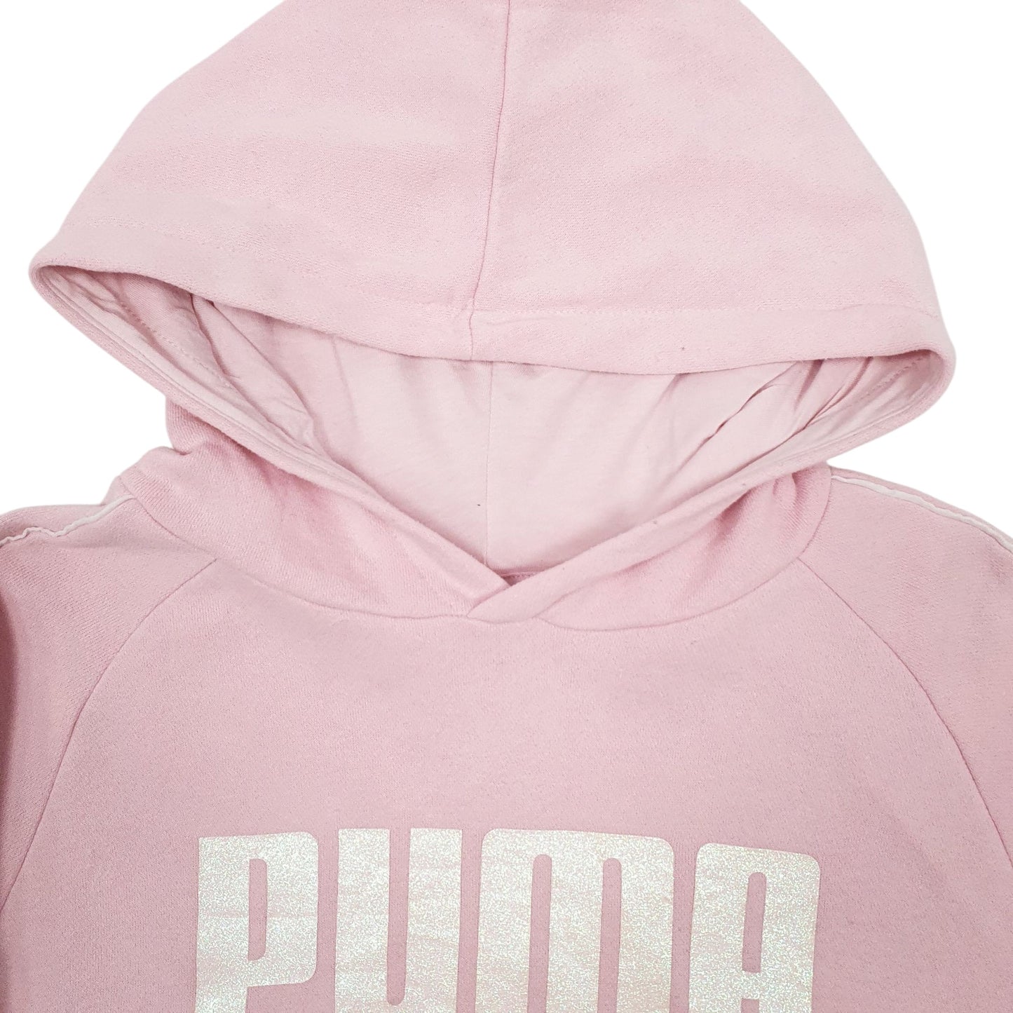 Womens Pink Puma Spellout Hoodie Jumper