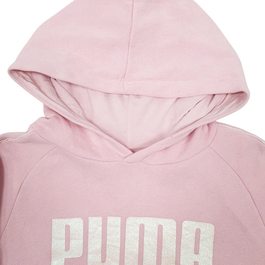 Womens Pink Puma Spellout Hoodie Jumper