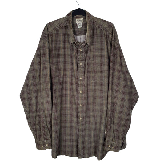 Mens Green L.L.Bean Corduroy Long Sleeve Shirt