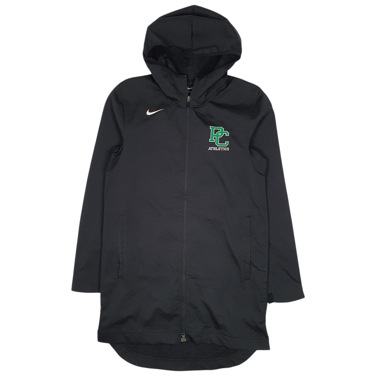 Mens Black Nike Dri Fit Longline Trench Crewneck Coat