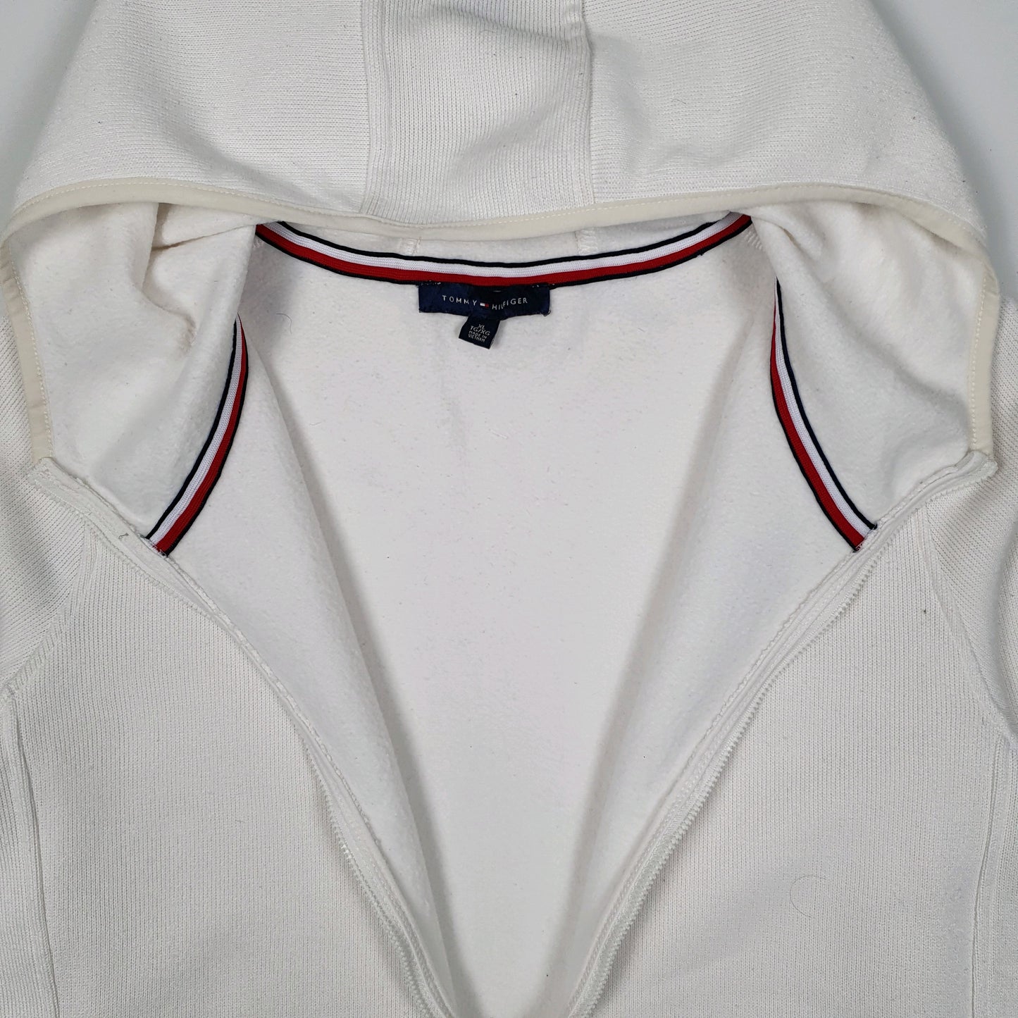 Womens White Tommy Hilfiger Hoodie Trench Longline Full Zip Jumper