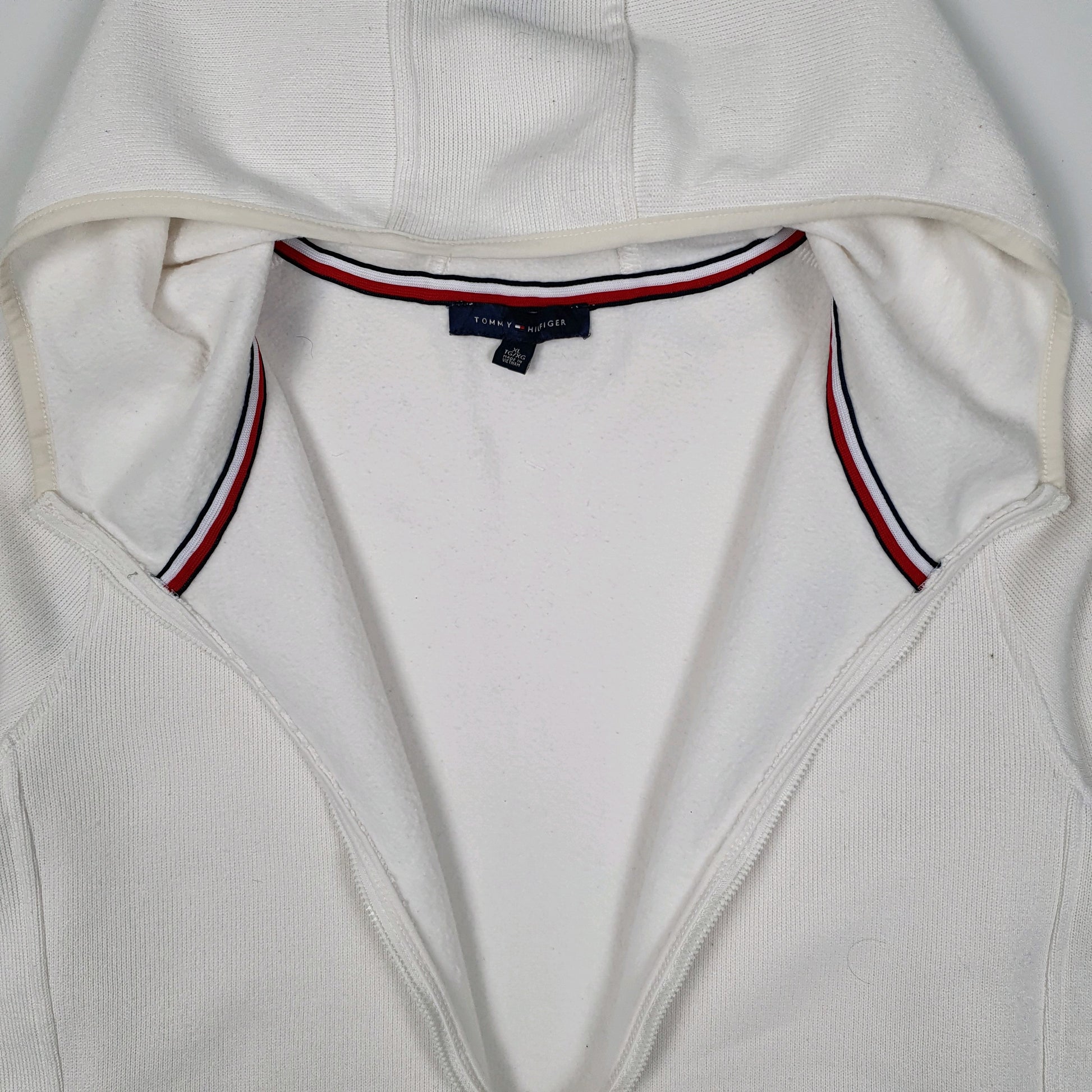 Womens White Tommy Hilfiger Hoodie Trench Longline Full Zip Jumper