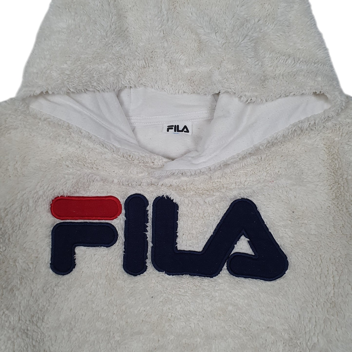 Womens Cream Fila Fluffy Sherpa Hoodie Jumper