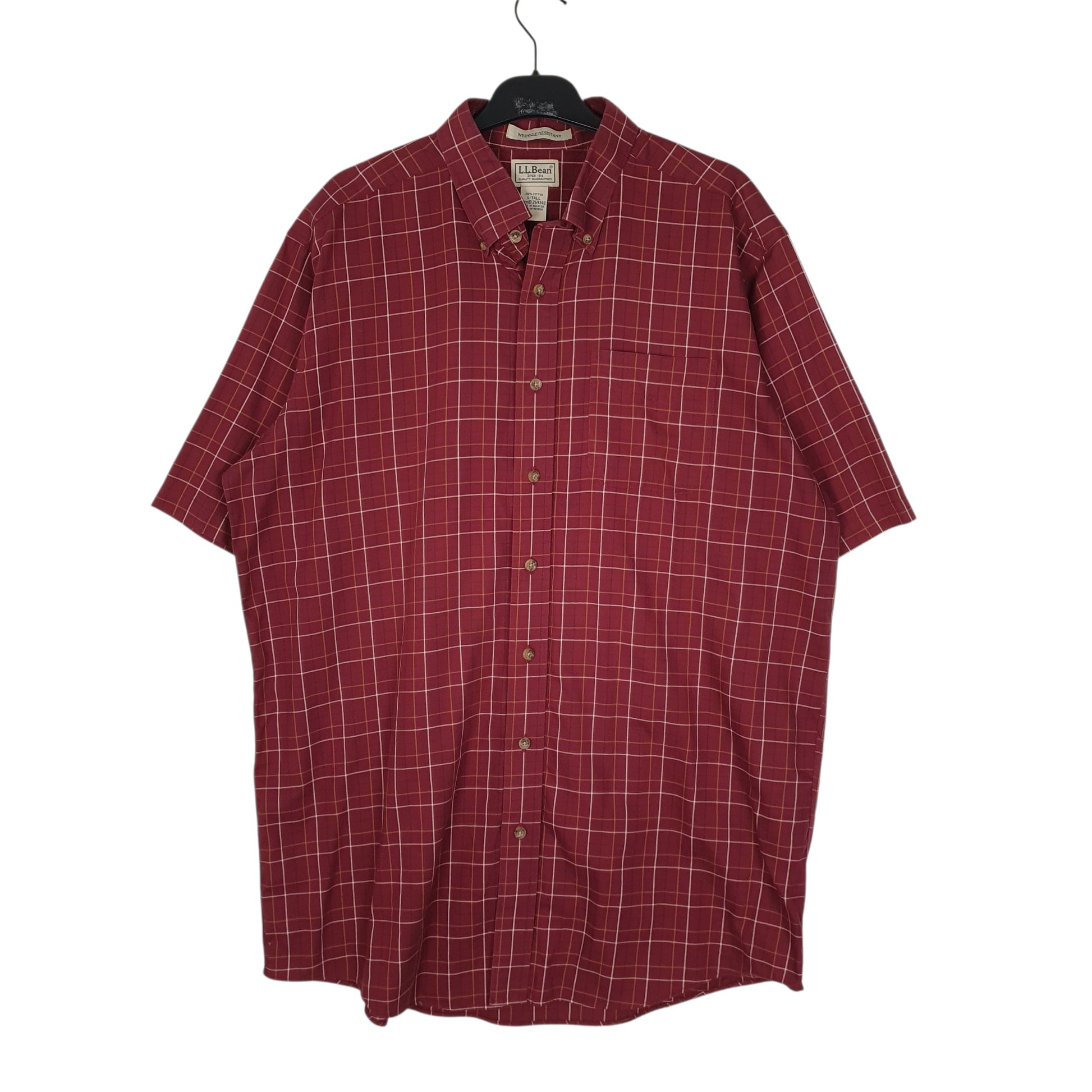 Mens Burgundy L.L.Bean  Short Sleeve Shirt