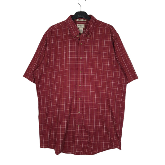 Mens Burgundy L.L.Bean  Short Sleeve Shirt