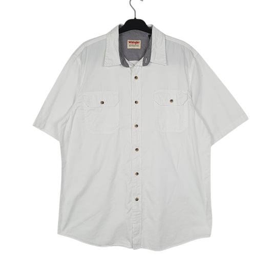 Mens White Wrangler  Short Sleeve Shirt