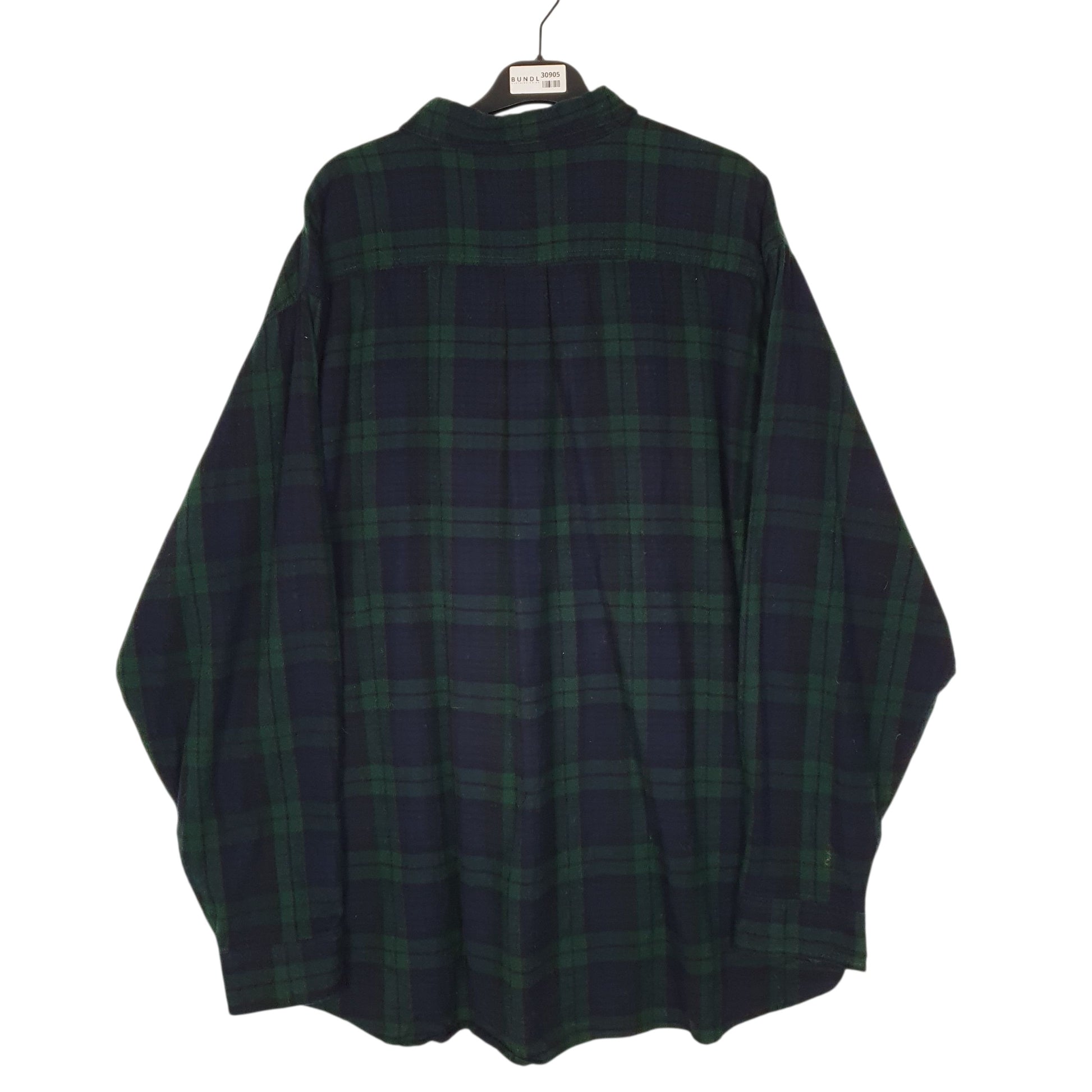 Mens Navy L.L.Bean Scotch Plaid Flannel  Shirt