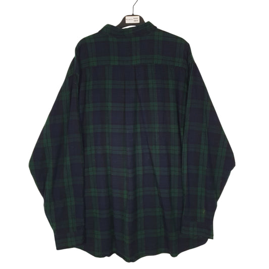 Mens Navy L.L.Bean Scotch Plaid Flannel  Shirt