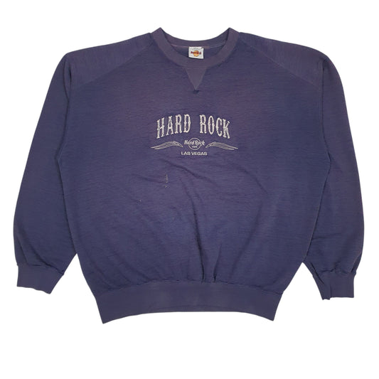 Mens Blue Hard Rock Spellout Las Vegas Lightweight Crewneck Jumper