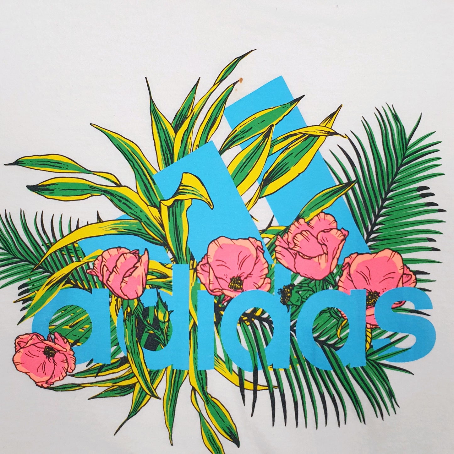 Mens White Adidas Spellout  T Shirt