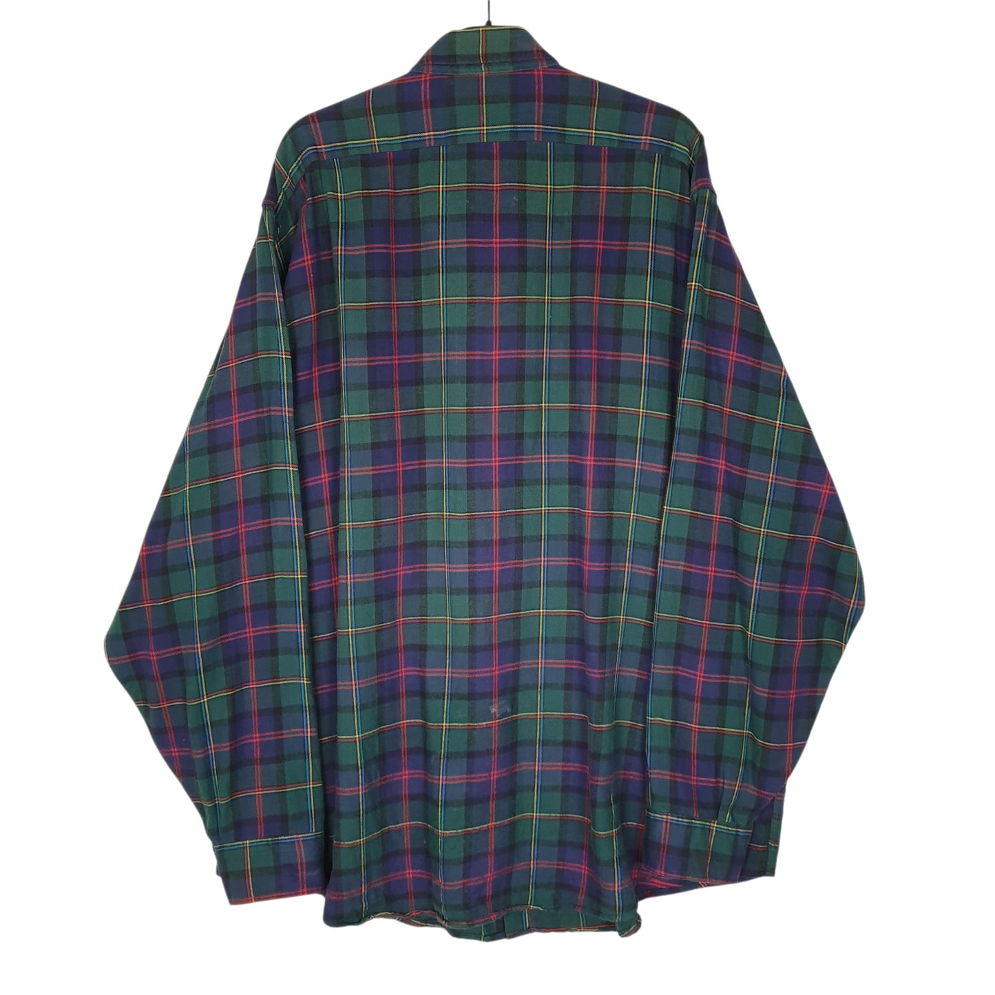 Mens Green L.L.Bean Vintage 90s Made In USA Scotch Plaid Flannel  Shirt