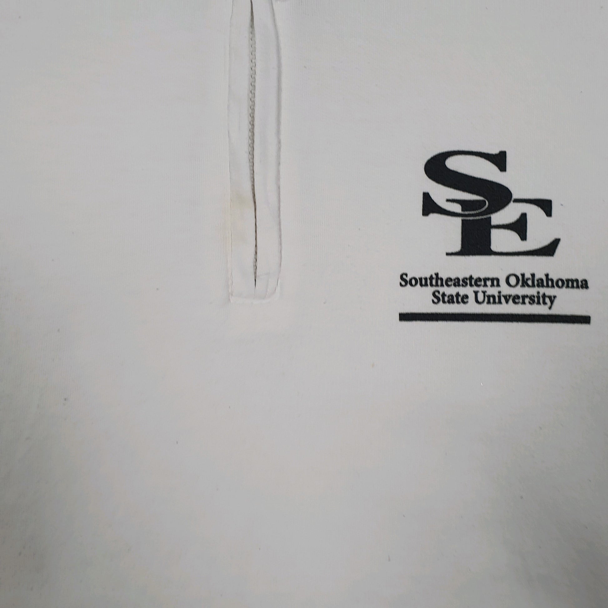 Mens White Champion Southeastern Oklahoma University Quarter Zip Jumper