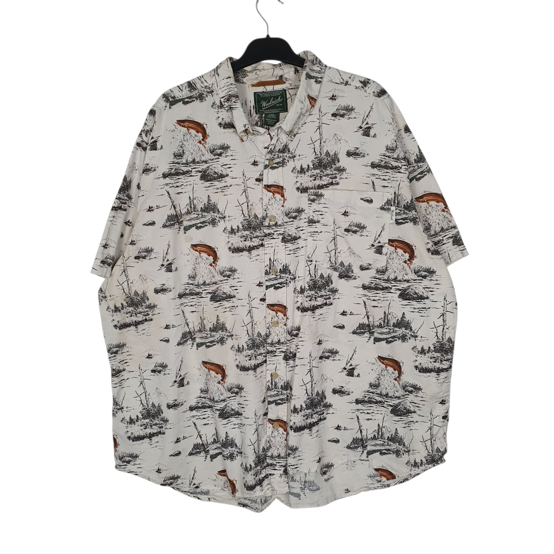 Mens White Woolrich Wildlife Short Sleeve Shirt