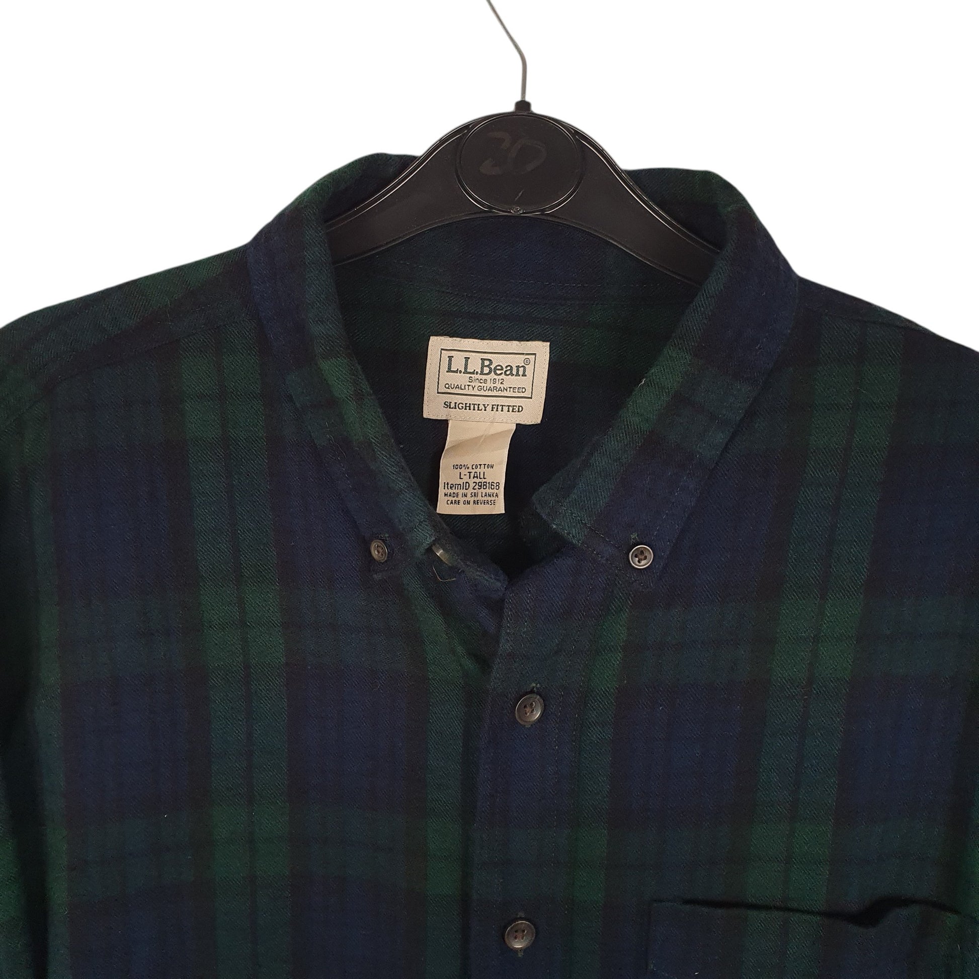 Mens Navy L.L.Bean Thick Flannel Plaid  Shirt