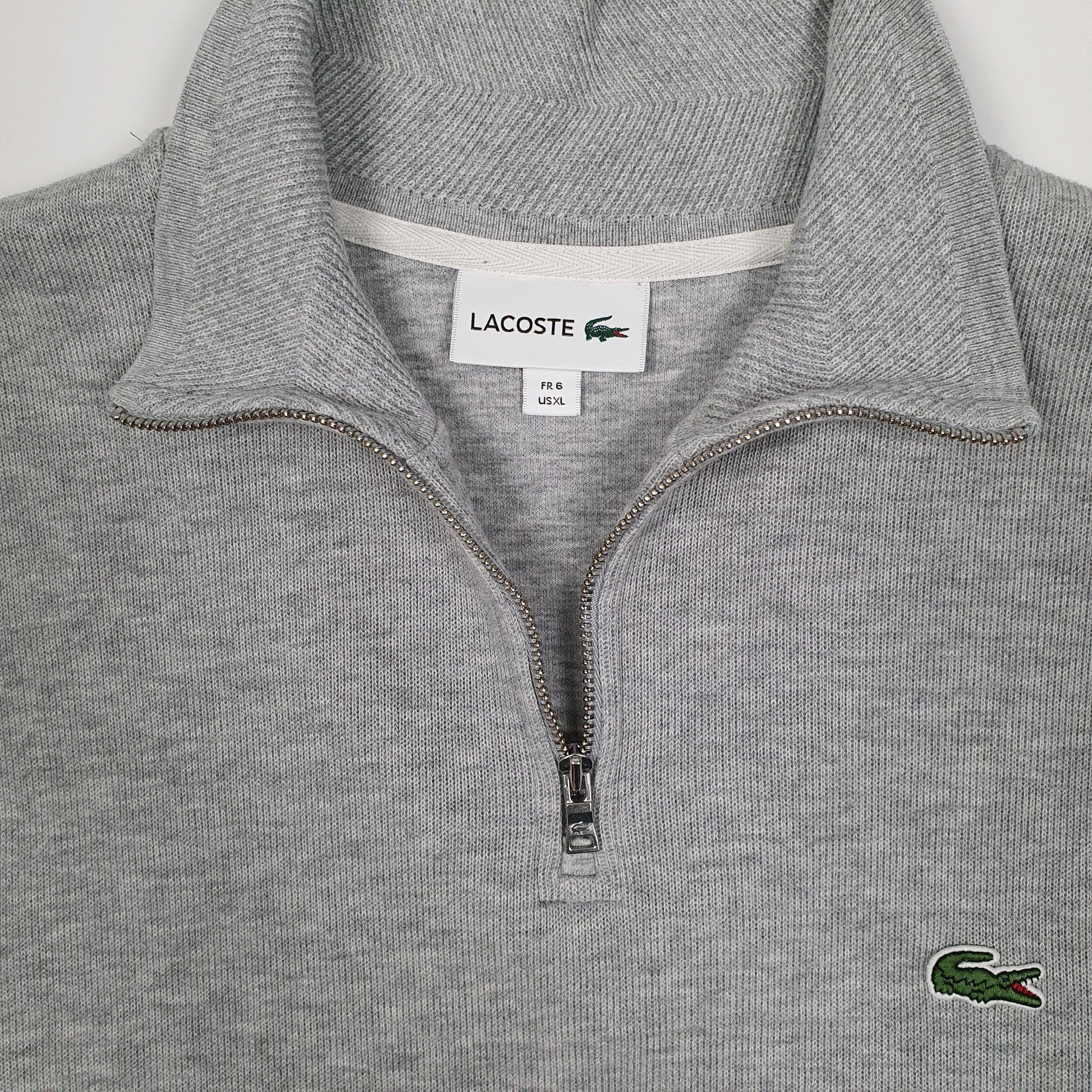 Mens Grey Lacoste  Quarter Zip Jumper