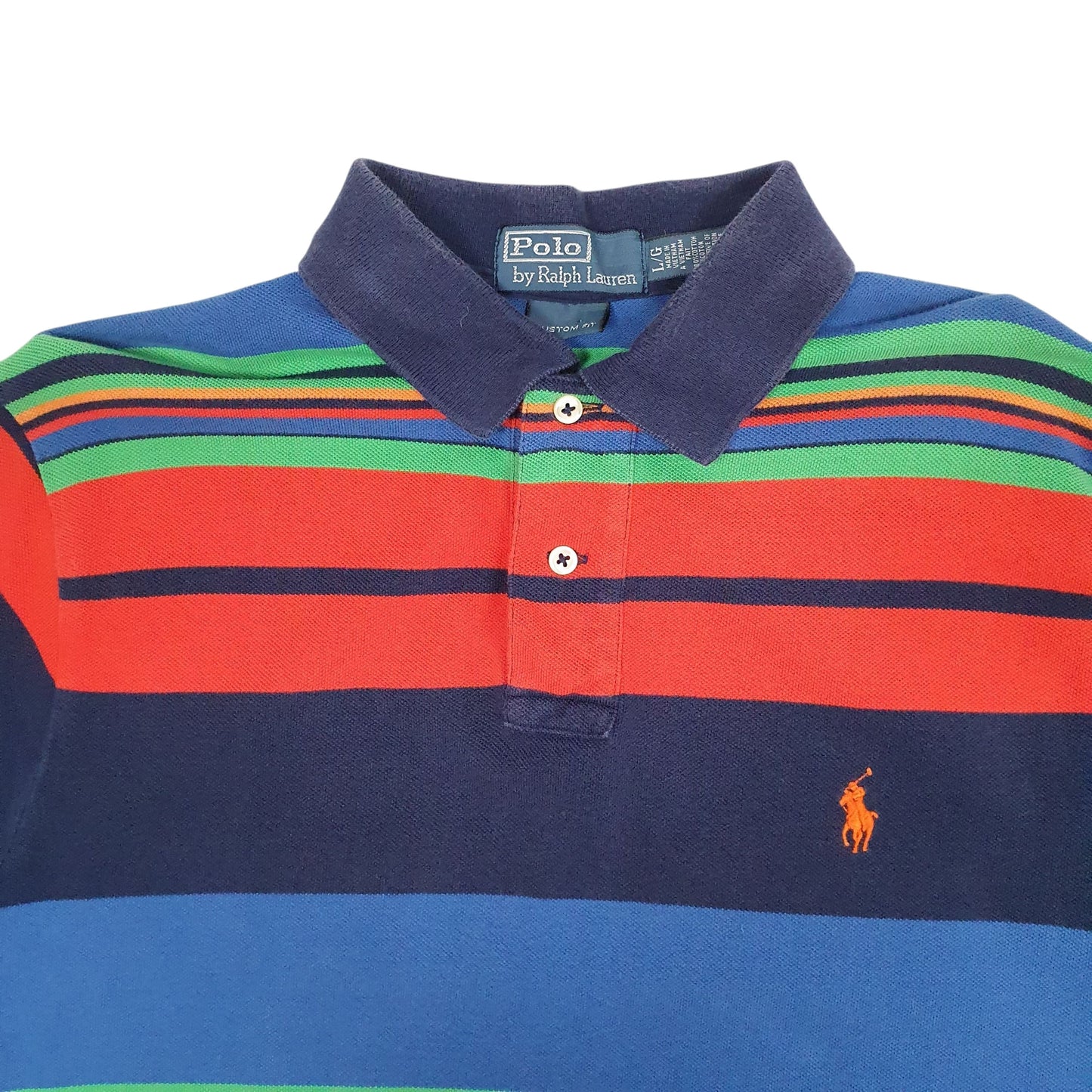 Mens Blue Polo Ralph Lauren Custom Fit  Polo Shirt