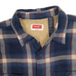 Mens Navy Wrangler Plaid Sherpa Lined  Coat