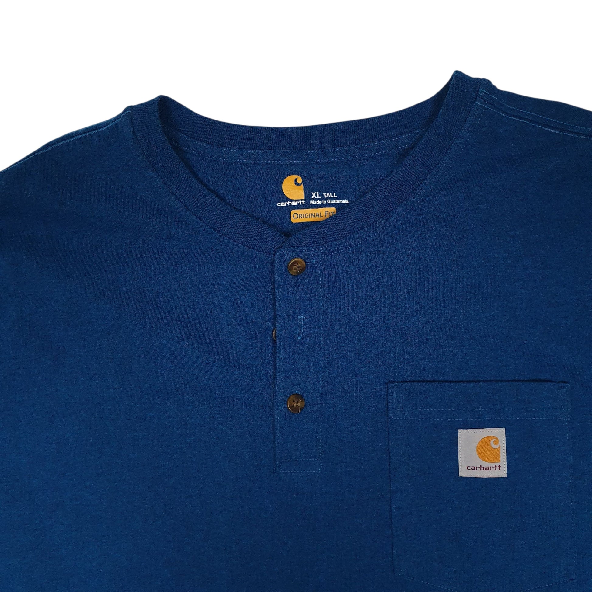 Mens Blue Carhartt Henley  T Shirt
