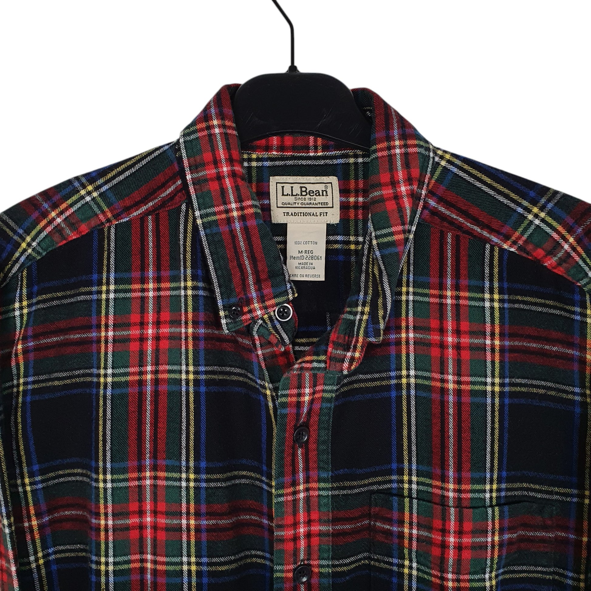 Mens Black L.L.Bean Thick Flannel Plaid  Shirt