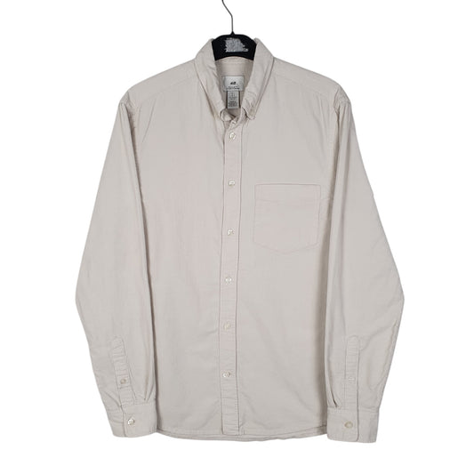 Mens Cream H&M Corduroy Long Sleeve Shirt