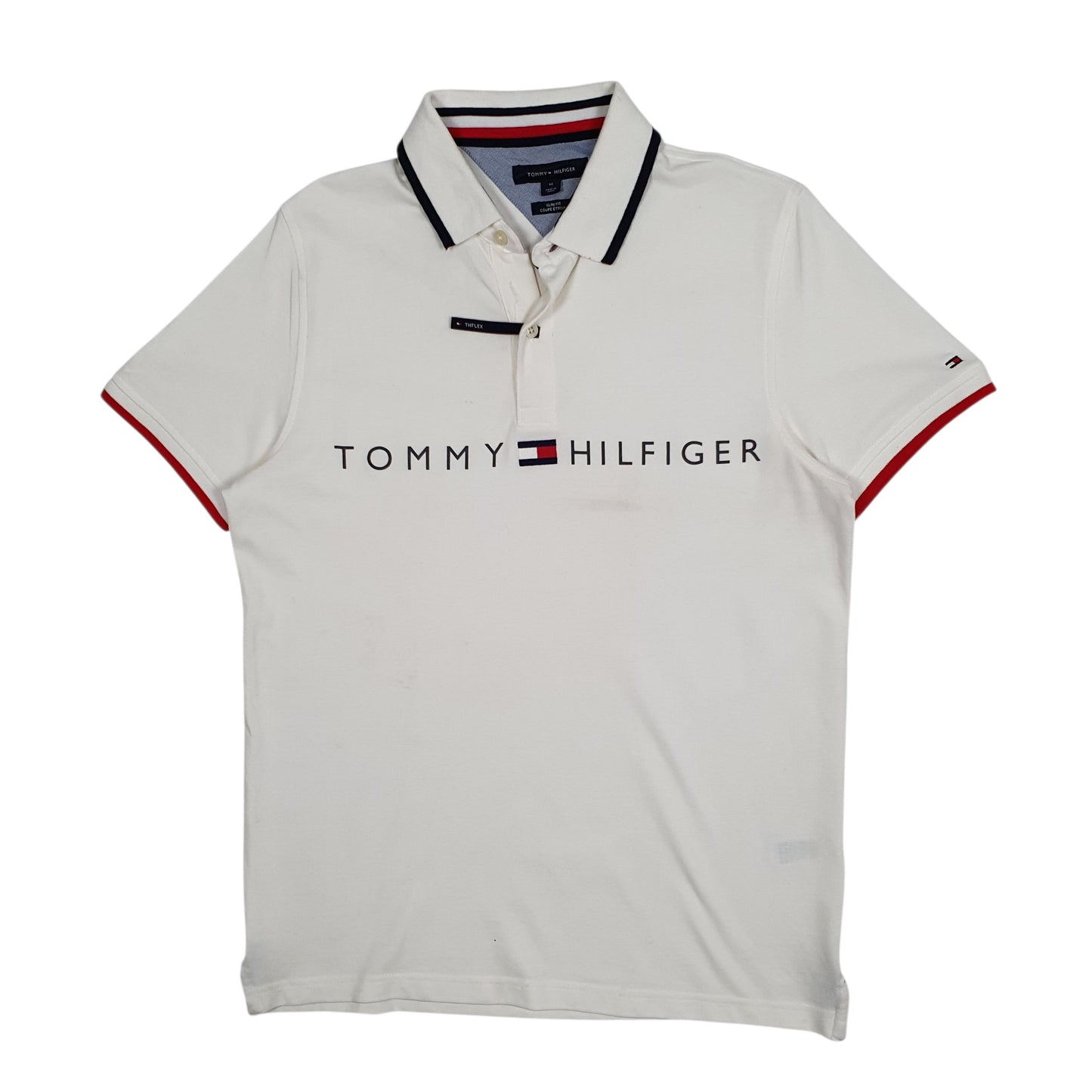 Mens White Tommy Hilfiger  Short Sleeve Polo Shirt