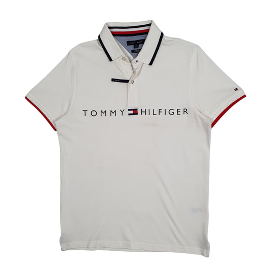 Mens White Tommy Hilfiger  Short Sleeve Polo Shirt