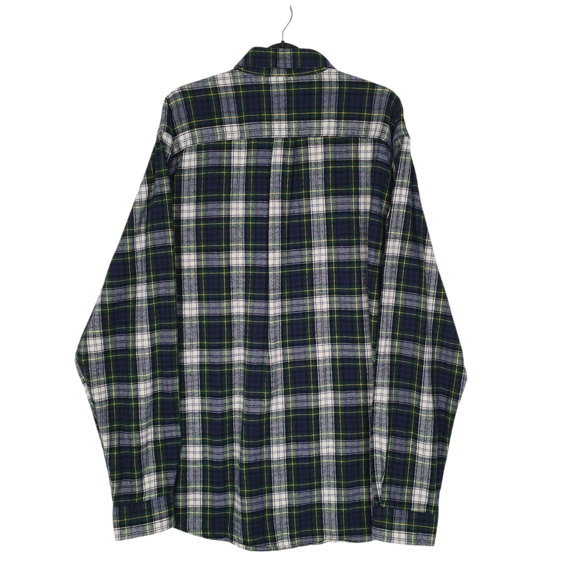 Mens Navy L.L.Bean Scotch Plaid Flannel  Shirt