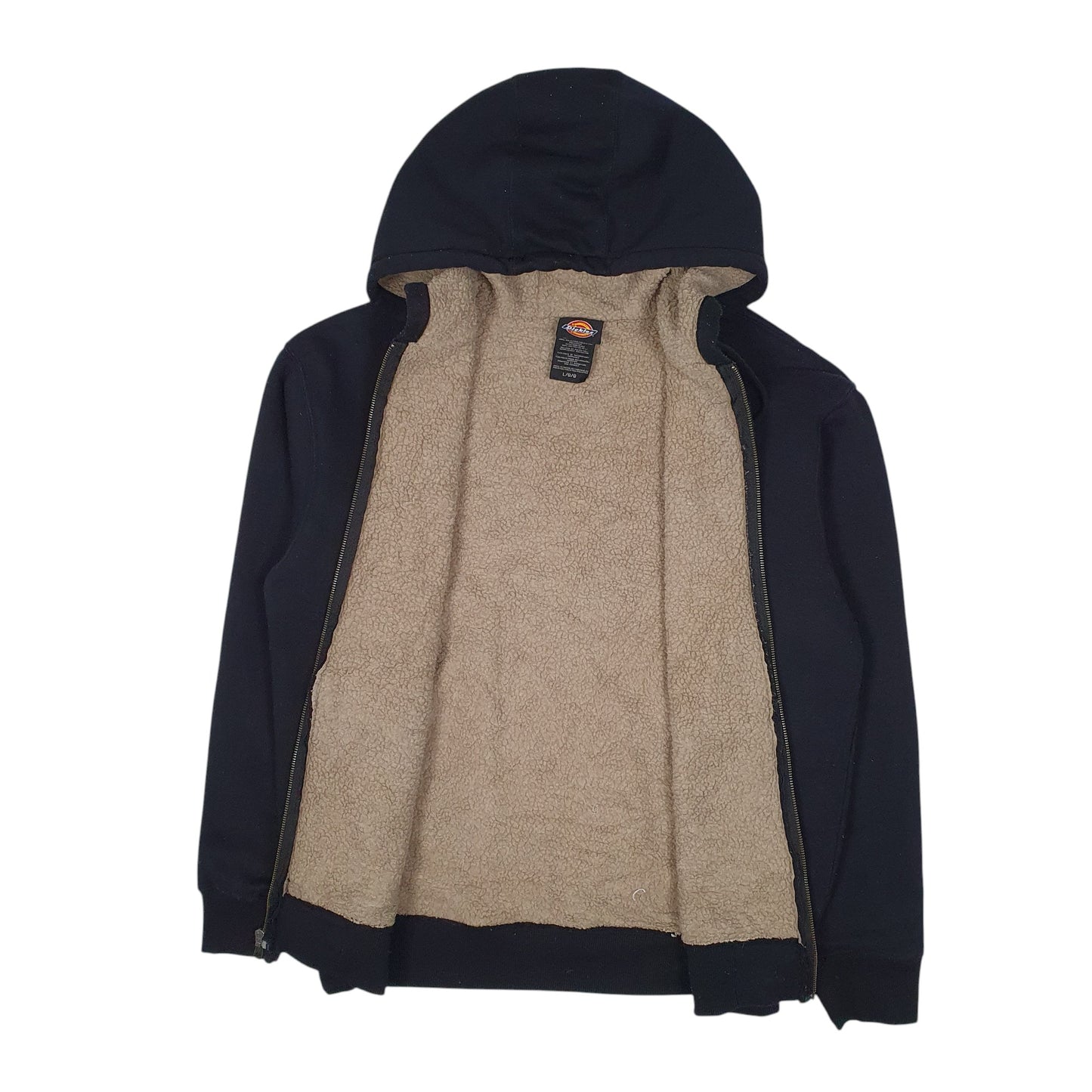 Mens Black Dickies Sherpa Lined Hoodie Active Jacket Full Zip Jumper