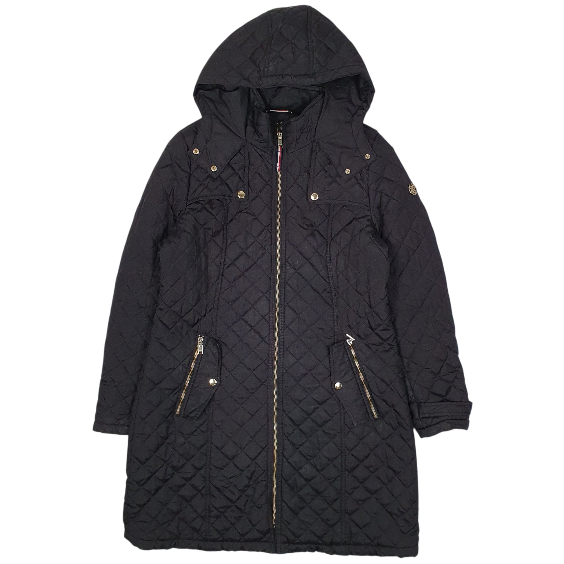 Womens Black Tommy Hilfiger Longline Trench  Coat