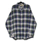 Mens Blue L.L.Bean Scotch Plaid Flannel Vintage 90s Made In USA Long Sleeve Shirt