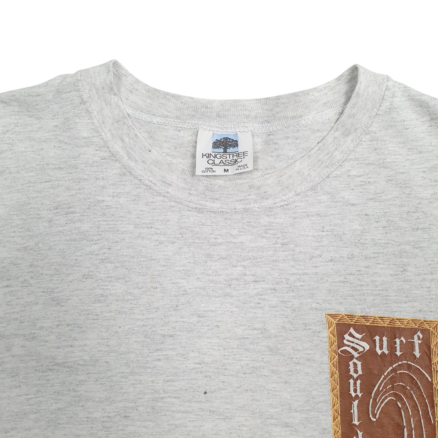 Mens Grey Kingstone Classic Single Stitch Vintage 90s Surf  T Shirt