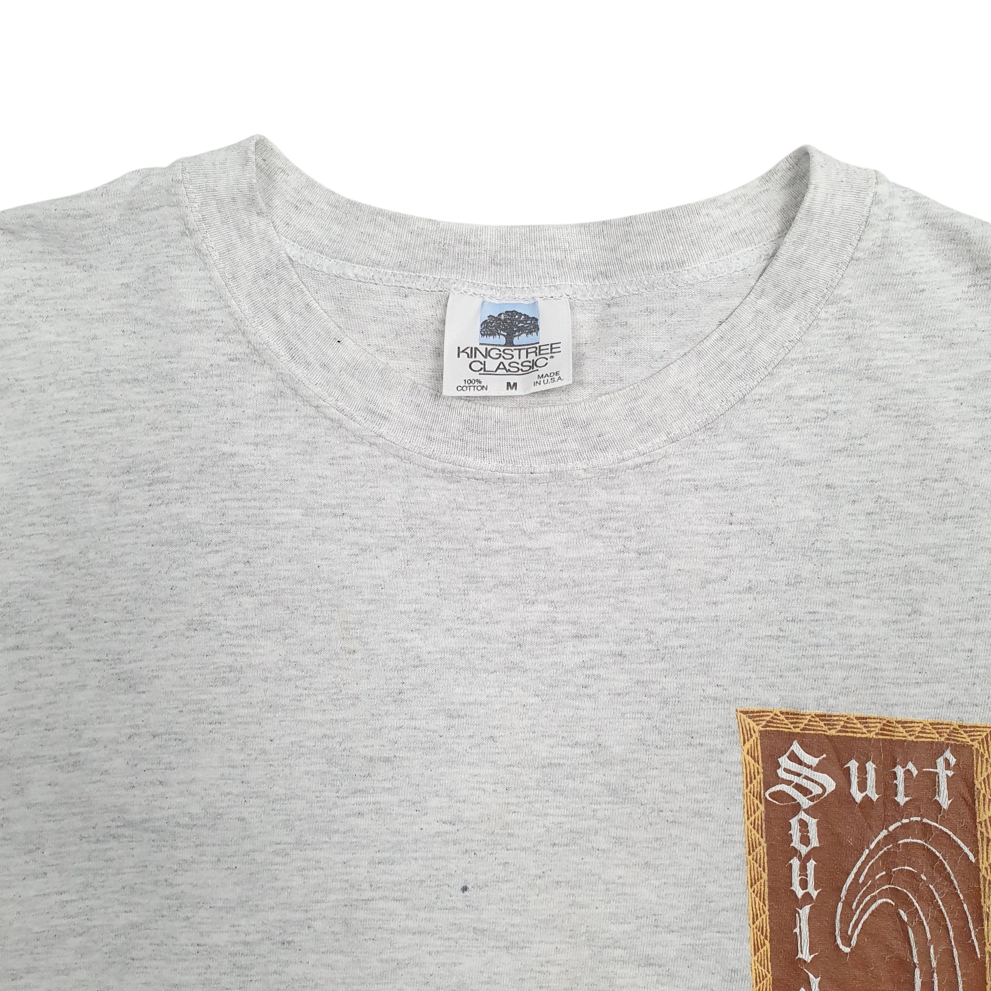 Mens Grey Kingstone Classic Single Stitch Vintage 90s Surf  T Shirt