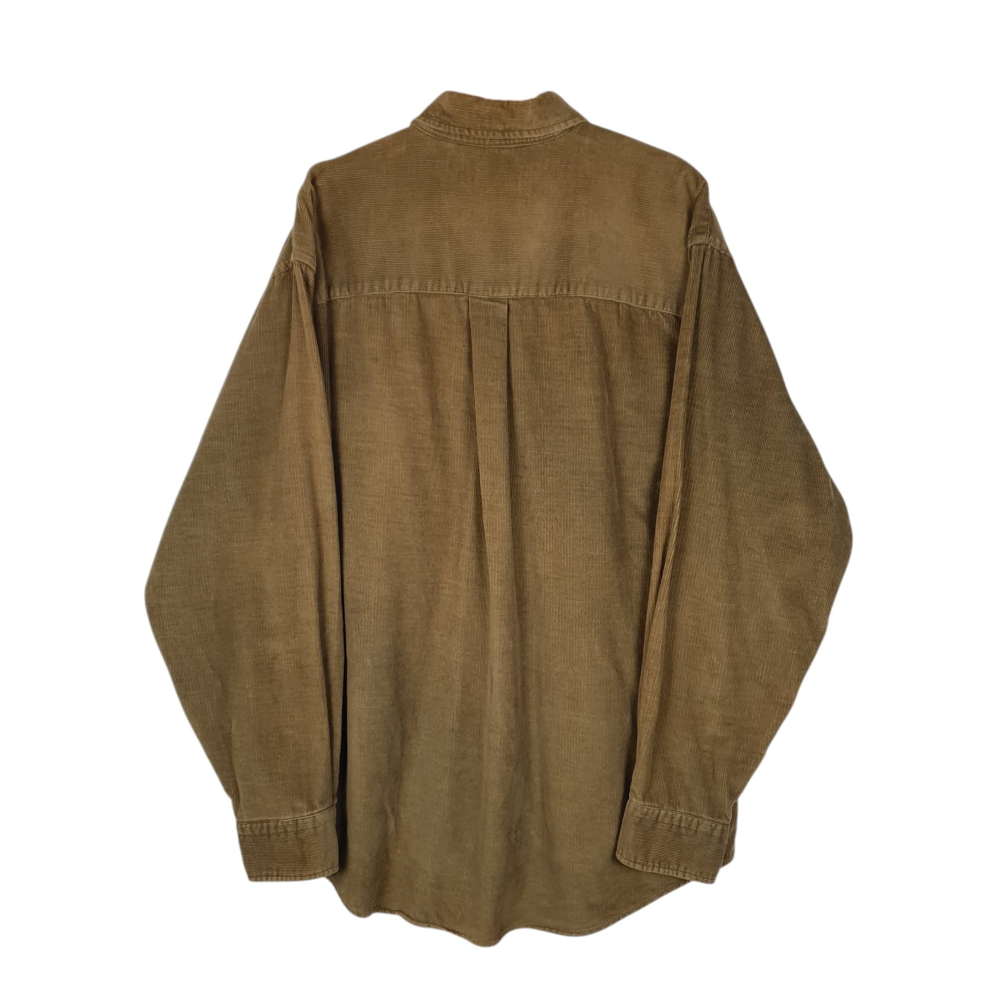 Mens Khaki Lands End Vintage 00s Thick Corduroy  Shirt