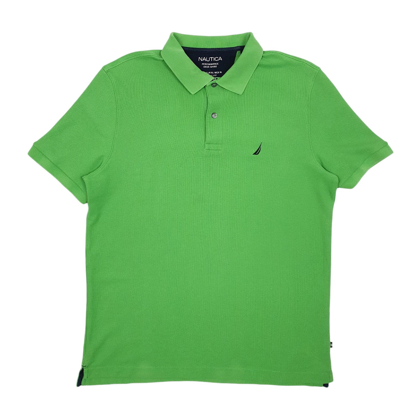 Mens Green Nautica Performance Deck Shirt Short Sleeve Polo Shirt