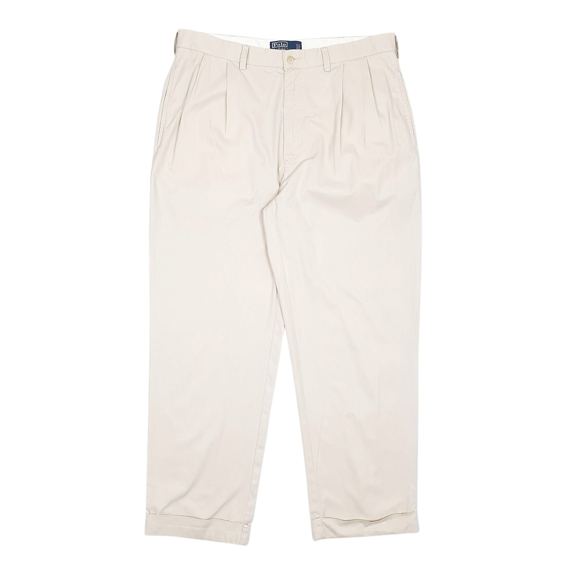 Mens Cream Polo Ralph Lauren Hammond Pant Pleated Chino Trousers