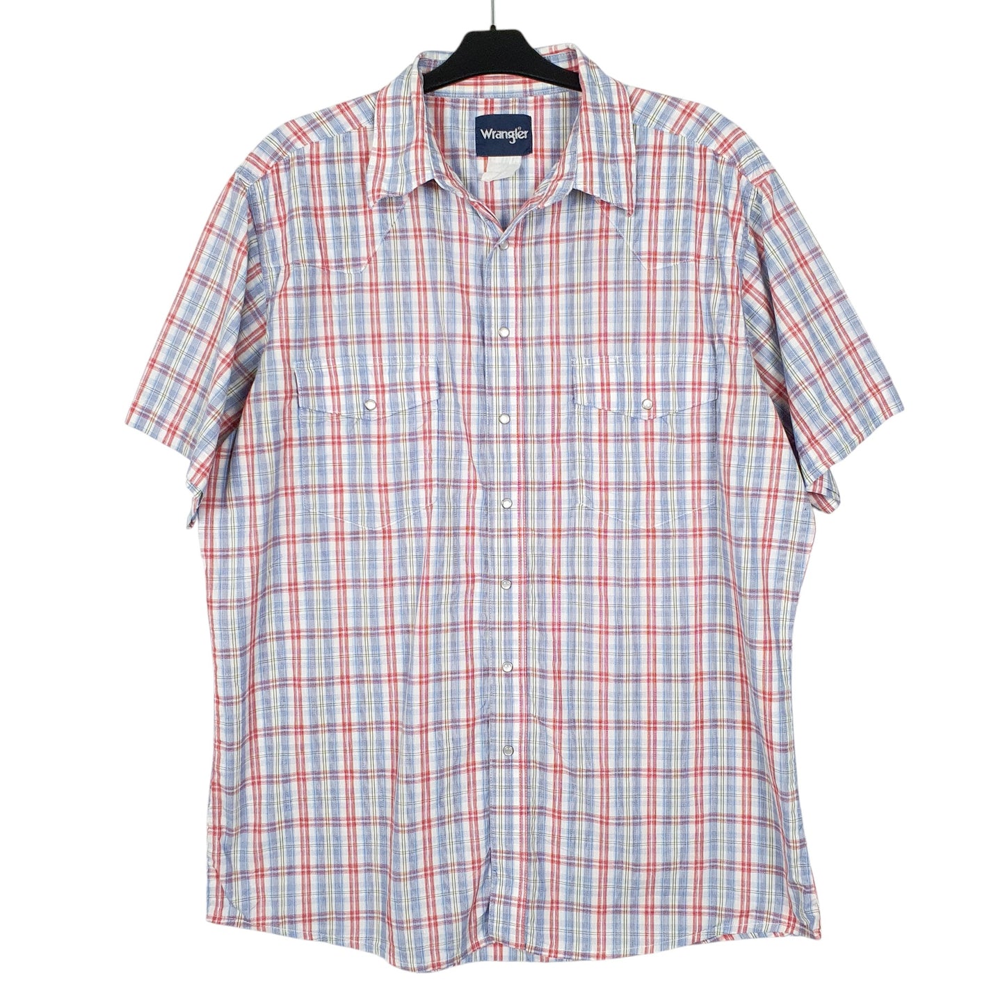 Mens Red Wrangler Pearl Snap Short Sleeve Shirt