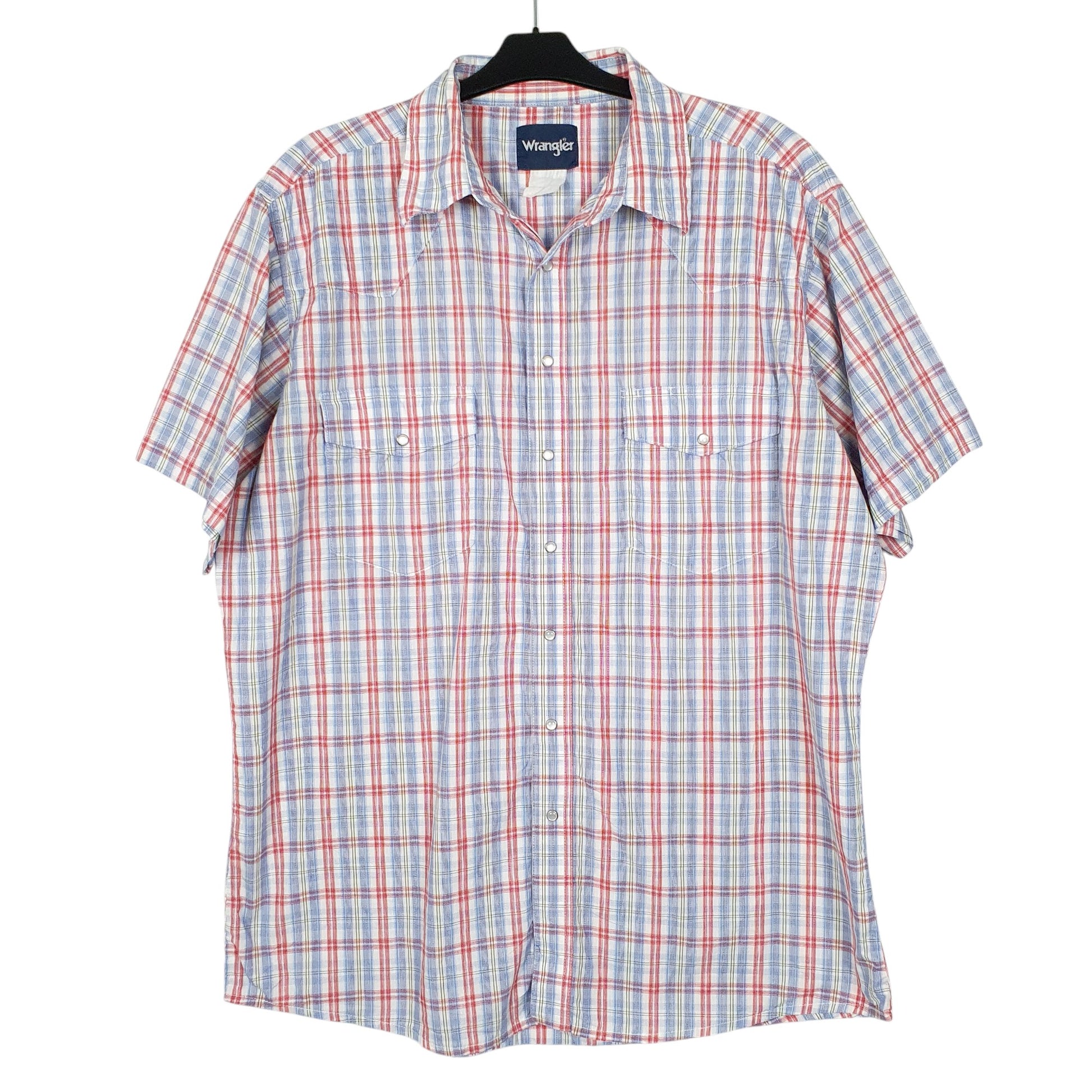 Mens Red Wrangler Pearl Snap Short Sleeve Shirt