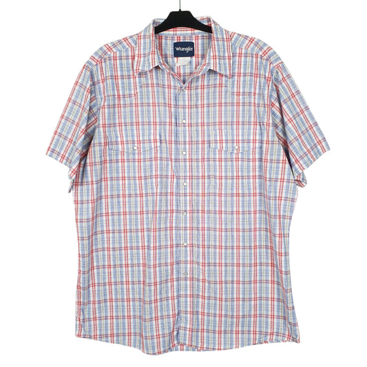Mens Red Wrangler Pearl Snap Short Sleeve Shirt