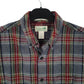Mens Grey L.L.Bean Thick Flannel Plaid  Shirt